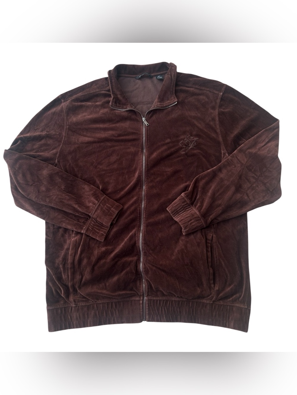 Authentic Sean John Brown Velour Full Zip Track Jacket - Men's Size 5XLT